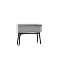 Manhattan Comfort 142AMC209 Mid-Century- Modern Brookdale Entryway with 1 Shelf in White and Nut Brown